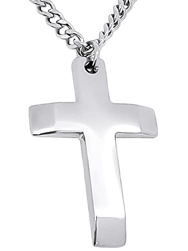 RUGGED STEEL Herren Edelstahl Kette mit Kreuz-Anhänger (50)