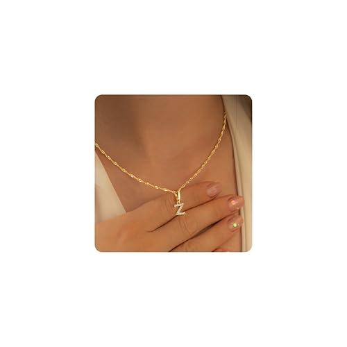 TINGN Gold Kette mit Buchstaben für Frauen, Gold Buchstaben Z Kette Kette mit Namen Anhänger Gold Buchstaben Halskette für Frauen Teenager Schmuck Personalisierte Geschenke für Frauen Mädchen