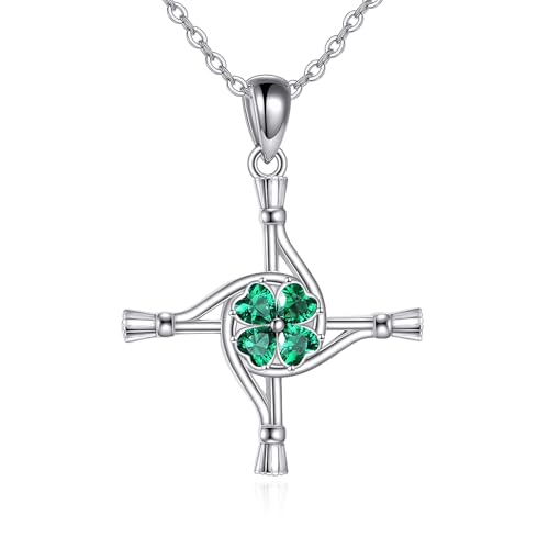 YFN St Bridgets Kreuz Kette Sterling Silber Saint Brigid Kreuz Anhänger Halskette irischen Schmuck für Frauen irische Geschenke