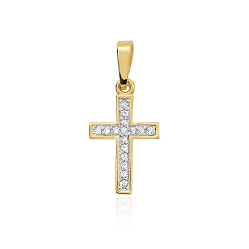 Kreuz Anhänger Gold Gelbgold Weißgold 585 14K Goldanhänger Kettenanhänger Diamanten Brillanten für Damen Jungen