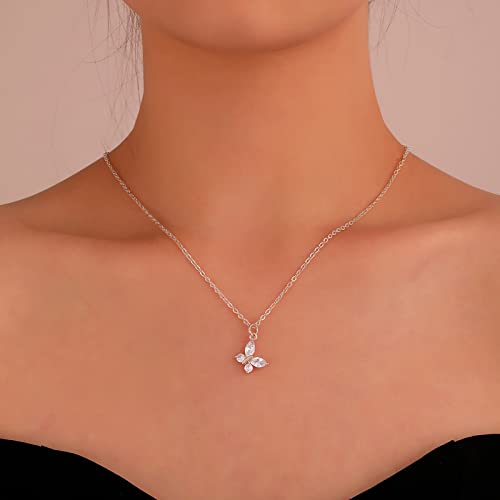 TseenYi Schmetterling Choker Halskette Kristall Schmetterling Anhänger Halskette Mini Schmetterling Halskette Silber Schmetterling Halskette Kette Schmuck Für Frauen Und Mädchen Geschenke