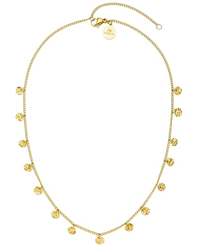 Purelei® Malihini Kette (Gold) – Verstellbare Damen Kette 35-40 cm – Wasserfest & Langlebig aus Edelstahl – Elegante Halskette mit geprägten Coins im orientalischem Flair