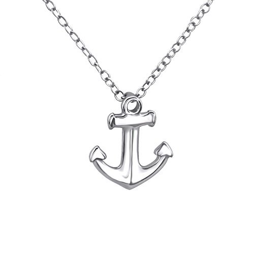 Laimons Damen-Anhänger Anker 10mm glanz Halskette Maritim Kette 45cm Sterling Silber 925