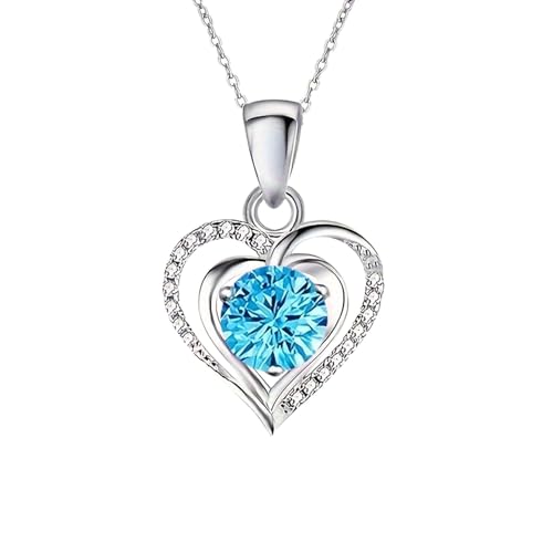 Generisch Kette mit Anhänger aus 925 Sterling Silber für Damen, Halsschmuck, mit Zirkonia synth Damen Kette Silber 925 Kette Mit Herz Gold Damen Valentinstag Für Geschenk Beste Freundin