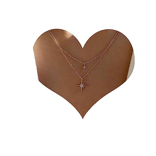 Cimenexe Bohème Geschichtet Kristall Nordstern Halskette Gold Starburst Anhänger Halskette Gepflastert Cz Stern Choker Halskette Strass Nordstern Kette Halskette Schmuck Für Frauen Und Mädchen