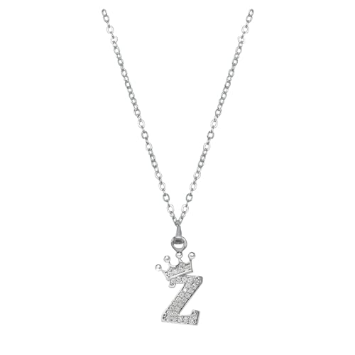 Damen Halskette Herz Buchstabe 925 Silber Kette Damen Personalisiere Kette, Geburtstags Weihnachten Geschenk Für Frauen Mädchen Mama Freundin - A-Z, Damen 26 Buchstaben Strass Kette (Z, One Size)