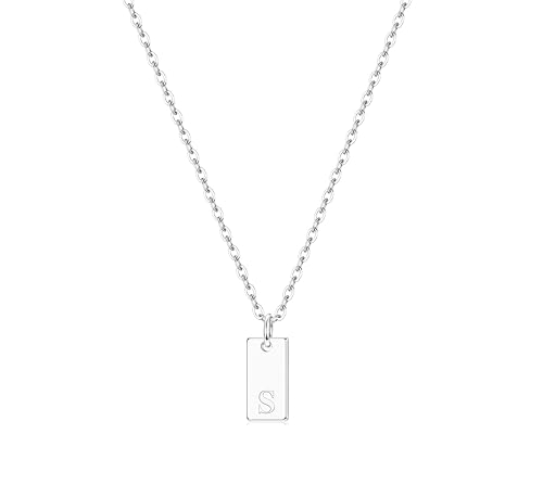 CASSIECA Kette Buchstaben für Damen Mädchen 925 Silber Kette S Halskette Damen Kette Silber mit Anhänger Personalisiere Geburtstags Geschenk (mit Box)