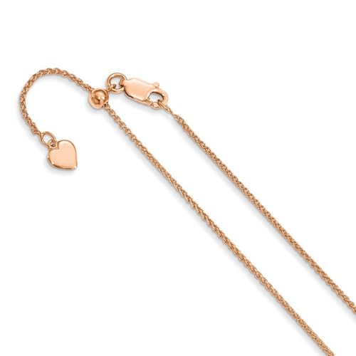 Spiga-Kette, 925er Sterlingsilber, 1,2 mm, Rotgold, verstellbar, Schmuck Geschenke für Frauen – Längenoptionen: 56 76, Metall, Facettierte Steine