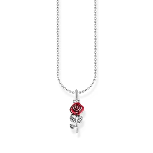 Thomas Sabo Kette mit rotem Rosen-Anhänger 925 Sterlingsilber KE2219-664-10