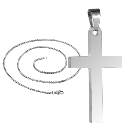 IKOPFLN Kreuz Kette Herren Silber Kette, Kreuz Kette Silber, Mit Kreuz Anhänger Kette Schmuck Herren, Kette mit Kreuz