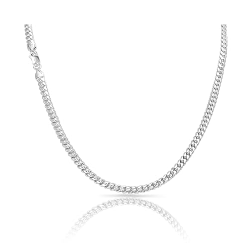 TAIPAN Miami Cuban Link Chain 5mm breit 50cm lang Kette aus 925 Sterlingsilber Silberkette Herren Damen inkl. Beutel, Putztuch, Zertifikat (50)