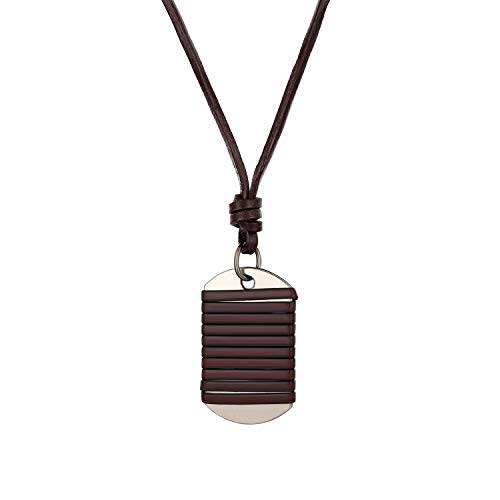 Cupimatch Militär Kette Erkennungsmarke Braun - Dog Tag Halsketten Bundeswehr Kette mit Verstellbarer Leder Kette Anhänger für Herren Jungen