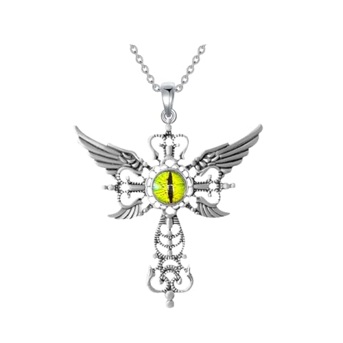 Evil Eye Kreuz Halskette für Männer Schmuck Edelstahl Kreuz Anhänger Fossil Kette Evil Eye Glücksamulett Schmuck Geschenk für Frauen Mädchen