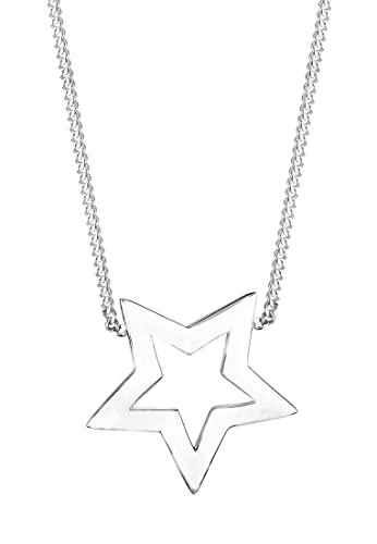 Elli Damen Schmuck Halskette Kette mit Anhänger Stern Astro Trend Blogger Filigran Himmel Silber 925 Länge 45 cm