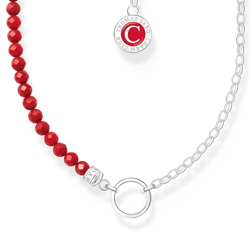 THOMAS SABO Damen Member Charm-Kette rote Beads und Gliederelemente Silber 925 Sterlingsilber, Kaltemail KE2190-007-10