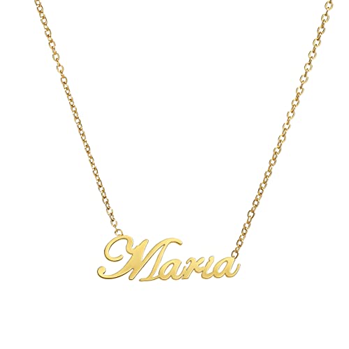 ANDANTE Premium Collection - Namenskette Maria 14K Gold Edelstahl Halskette Personalisierte Kette mit Namen - längenverstellbar 43 cm - 48 cm