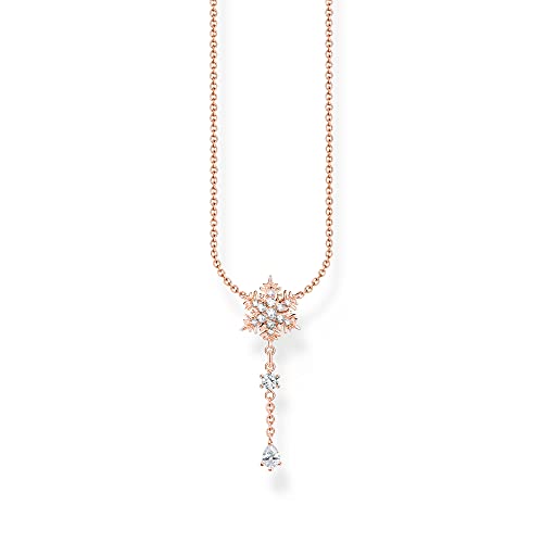 Thomas Sabo Damen Kette Schneeflocke mit weißen Steinen roségold, aus 925er Sterlingsilber mit edler 750er Roségold-Vergoldung, Länge 45cm, KE2171-416-14-L45V