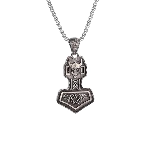 IOETSEUT Choker Halskette Gothic Halskette Kette Retro Götter Odin Hammer Keltischer Knoten Anhänger Halskette Herrenmode Persönlichkeit Glück Amulett Schmuck Beste Freundin Geschenke Freundschaft