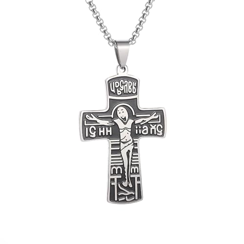 IOETSEUT Choker Halskette Gothic Halskette Kette Katholisches Kreuz Anhänger Halskette für Teenager Jungen Männer Christliches Amulett Schmuck Geschenk Beste Freundin Geschenke Freundschaft