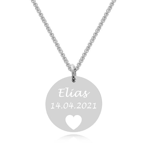 TIMANDO Damen Herz Kette mit Namen - Personalisierte Kette mit Gravur Edelstahl