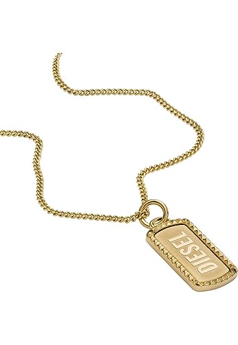 Diesel Herrenkette Dog Tag Edelstahl goldfarben, DX1456710