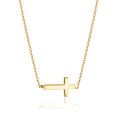 Orovi Damen Goldschmuck, Gold Kreuz Kette, Collier aus 9 Karat (375) Gelbgold