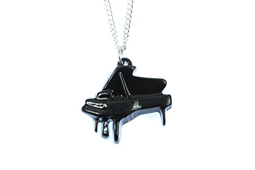 Miniblings Flügel Kette 45cm Konzertflügel Klavier Piano Halskette Musik schwarz - Handmade Modeschmuck - Gliederkette versilbert