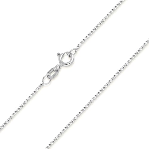 MATERIA Schmuck feine 925 Silber Panzerkette 1mm - Damen Halskette silber in 40-120 cm verfügbar #K32, Länge Halskette:80 cm