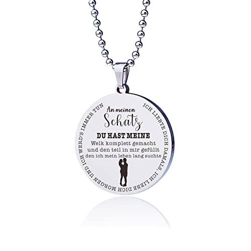 HAYOUWAY Edelstahl Dog Tag Anhänger Kette mit Gravur Inspirierende Text für Herren Damen Paare Denkmal Geschenk Souvenir Valentinstag