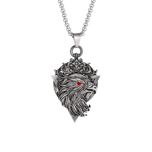 Choker Halskette Gothic Halskette Kette Personalisiert Punk Stil Rote Augen Krone Adler Kopf Anhänger Halskette Herren Hip-Hop Straße Motorrad Coole Accessoires beste Freundin Geschenke Freundschaft