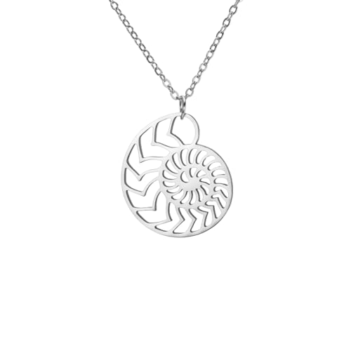 Herren Halsketten und Damenschmuck Ammonit Muschel Spirale Fossil Anhänger Frauen Nautilus Halskette Fossil Charm Schmuck Fibonacci Spirale Anhänger Halskette Geschenk