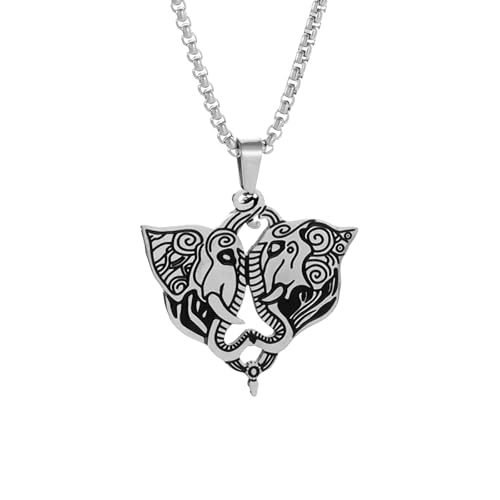 Herren Halsketten, Choker Gothic Halskette Retro Kette Halskette Liebe Doppelkopf Elefant Totem Anhänger Halskette Männer Personalisierte Punk Hip-Hop Cooler Schmuck Beste Freundin Geschenke Freun