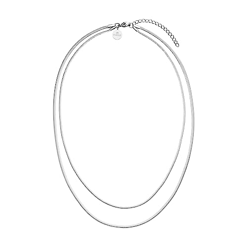 Purelei® Two Layers Halskette, Wasserfestes Kette für Damen, Elegantes Zweilagige Kette in schlichtem Design aus Edelstahl, Geschenke für Damen,40-45 cm Länge verstellbar (Silber)