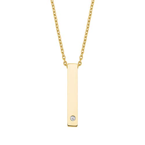 s.Oliver Kette mit Anhänger Edelstahl Damen Halsschmuck, mit Kristall, 42+3 cm, Gold, Kommt in Schmuck Geschenk Box, 2028472