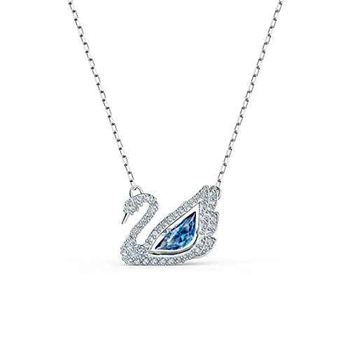 Swarovski Dancing Swan Halskette, Schwan, Blau, Rhodiniert