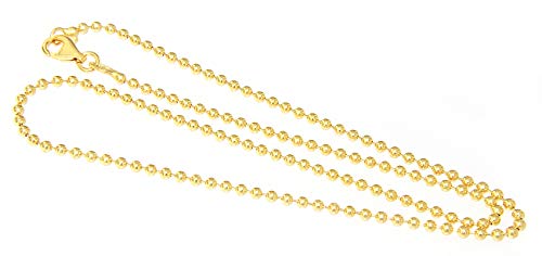 Hobra-Gold 2 mm Kugelkette Silber 925 massiv Gelbgold vergoldet Silberkette 38 42 50 80 90 cm (45.00)