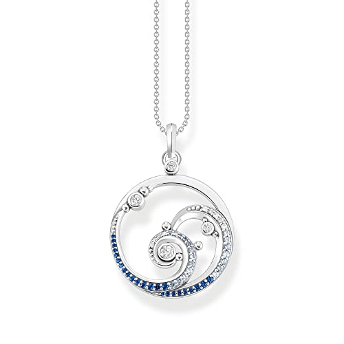 Thomas Sabo Damen Kette Welle mit blauen Steinen, aus 925 Sterlingsilber, Länge 45cm, KE2143-644-1-L45V