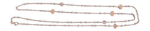 Hobra-Gold 80 Cm Silberkette 925 Rotgold Herz Kette Silber Collier Halskette Herzen Rose