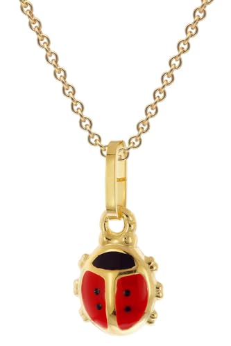 trendor Glückskäfer Anhänger 333 Gold mit Vergoldeter Silberkette liebevoller Halsschmuck für Kinder, elegante Gechenkidee und schönes Accessoire 68248-38 38 cm