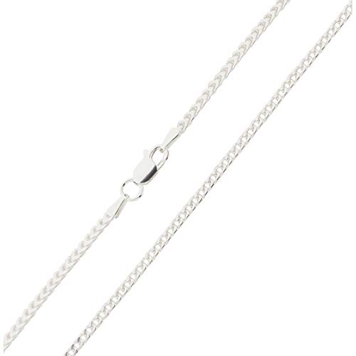 7K Francokette Silberkette Halskette für Damen Herren 925 Sterling Silber 2 mm Karabinerverschluss 45-70 cm (45)