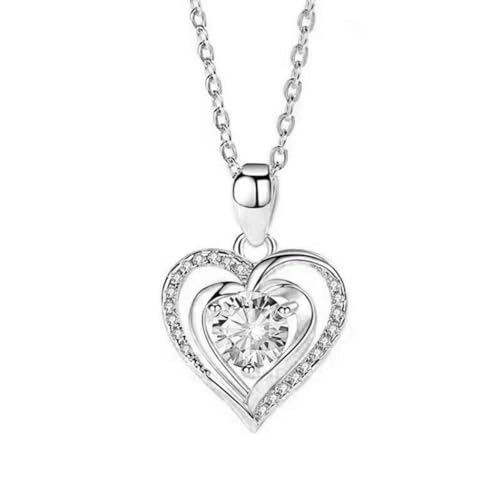 Generisch Damen Herz Geschwungen mit Zirkonia Kristallen in 925 Sterling Silber Kette Mit Buchstaben Gold Kette Herz Rosegold Valentinstag Für Geschenk Beste Freundin