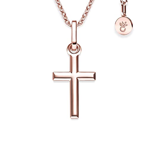 Kreuzkette Rotgoldkreuz Kette mit Kreuz Anhänger hochwertig vergoldet! *inkl. Luxusetui + * Kreuz Kette Kreuz Anhänger Kreuz Rotgold vergoldet Kreuzanhänger Religiöse FF05 VGRT45