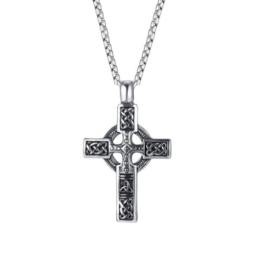 IOETSEUT Choker Halskette Gothic Halskette Kette Vintage Nordic Celtic Knot Muster Kreuz Halskette Anhänger für Männer Kette Schmuck Amulett Halskette Beste Freundin Geschenke Freundschaft