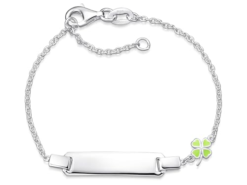 SILBERKETTEN STORE DEIN SCHMUCK ONLINE SHOP Kinder/Baby Gravur-Armband Erbse 1,5mm mit kleinem Kleeblatt |inklusive Gravur | echt 925 Silber