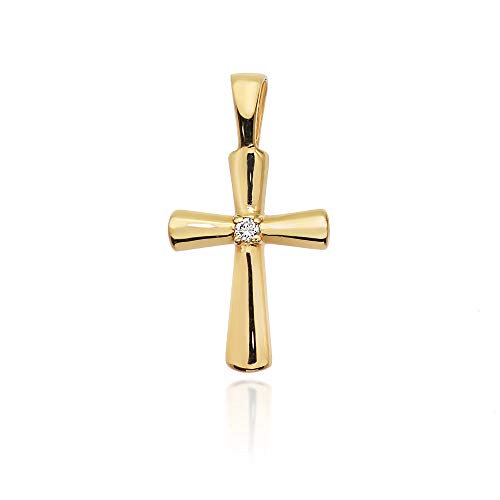 Kreuz Anhänger Gold Gelbgold Weißgold 585 14K Goldanhänger Kettenanhänger Diamanten Brillanten für Damen Jungen