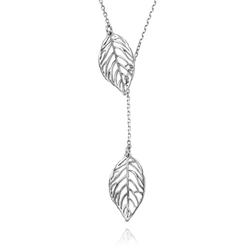 LILLY MARIE Damen zarte Silberkette Sterling-Silber 925 Blatt-Anhänger längen-verstellbar Satin-Beutel Kleine Geschenke für Frauen