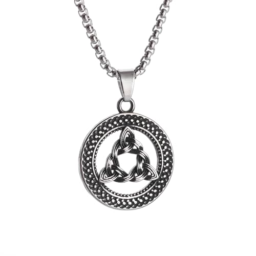 Halskette Gothic Halskette Kette Keltischer Knoten Rune Nordisches Dreieck Runde Anhänger Halskette für Männer und Frauen Personalisiert Trendy Street Schmuck beste Freundin Geschenke Freundschaft