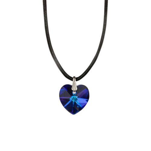 Kristallwerk, Damen Lederkette mit 14mm Swarovski Elemente Herz Pendant in der Farbe Crystal Heliotrope