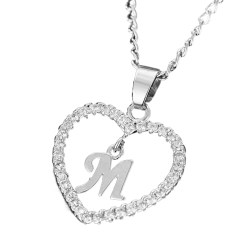 Damen Halskette Herz Buchstabe, Kette Herz Damen Halskette Silber, Silber Kette Damen Personalisiere Kette, Geburtstags und Weihnachten Geschenk Für Frauen Mädchen Mama Freundin