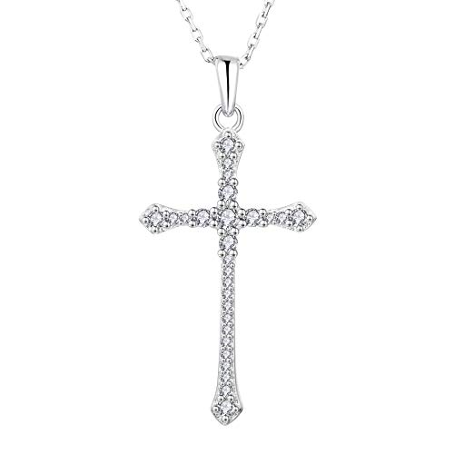 JO WISDOM Halskette Kreuz Silber 925,Kette Anhänger Kruzifix mit 3A Zirkonia,Schmuck für Frauen